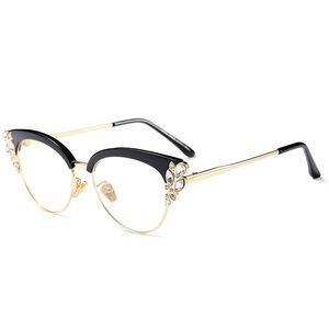 Bling Black and Gold Women's reading Glasses +1.25